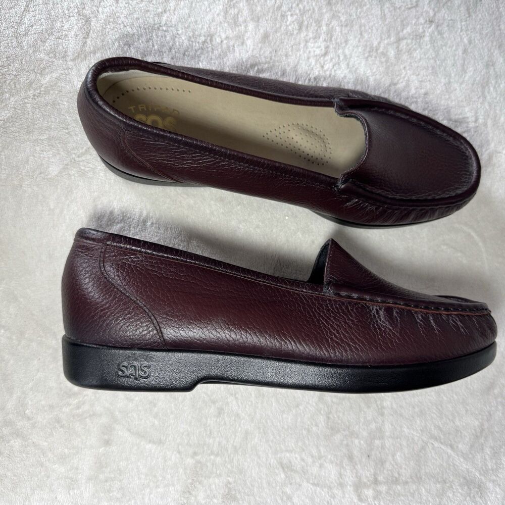 SAS Tripad Comfort Women’s Burgundy Leather Slip-On Loafers New W/O Box 8.5 WW